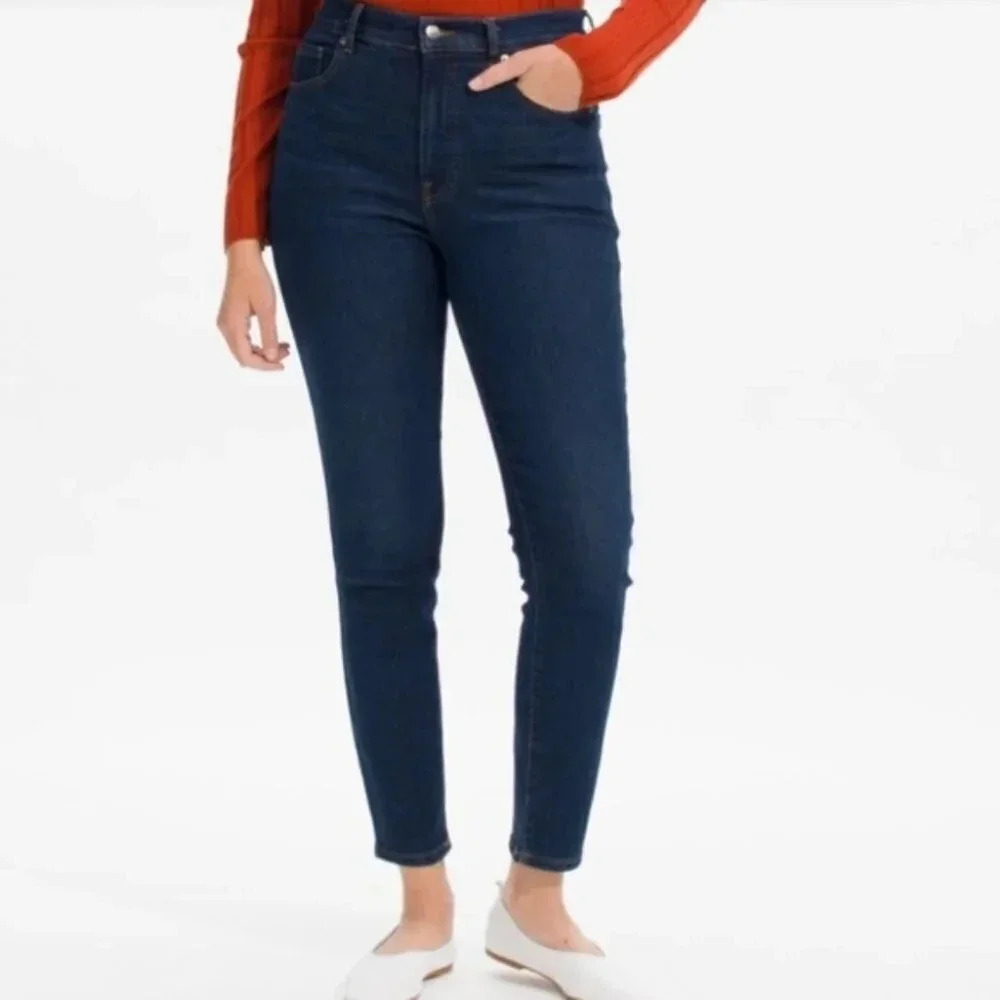 Everlane Dark Wash Skinny High Rise Ankle Jeans
